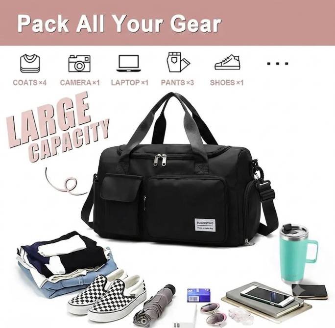Men and women carrying the travel bag